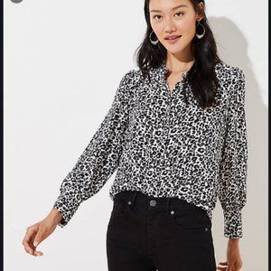 Loft Leopard Print Crossover Back Utility Blouse